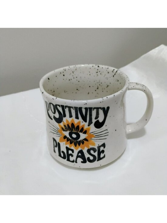 Anthropologie Other - Positivity Please Mug By Anthropologie Dazey LA Speckled Ceramic Coffee Cup